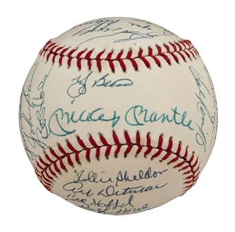 1961 World Series Champion New York Yankees Reunion Team Signed Baseball With 33 Signatures Including Mantle (JSA LOA)